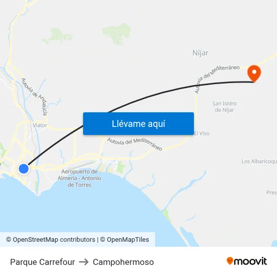 Parque Carrefour to Campohermoso map