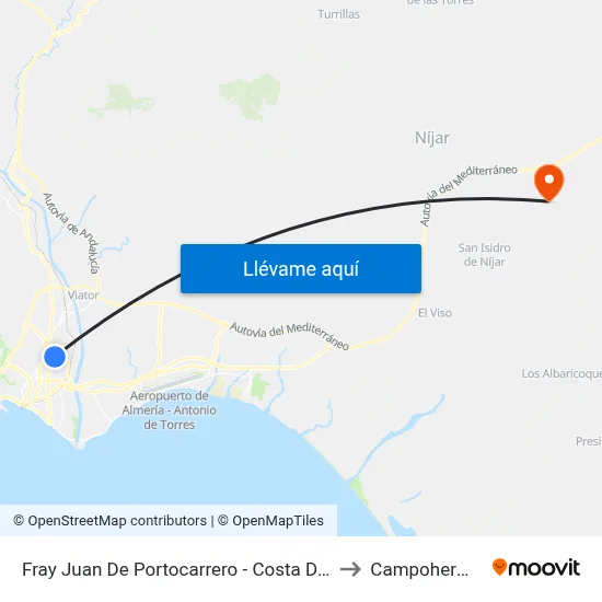 Fray Juan De Portocarrero - Costa De La Luz to Campohermoso map