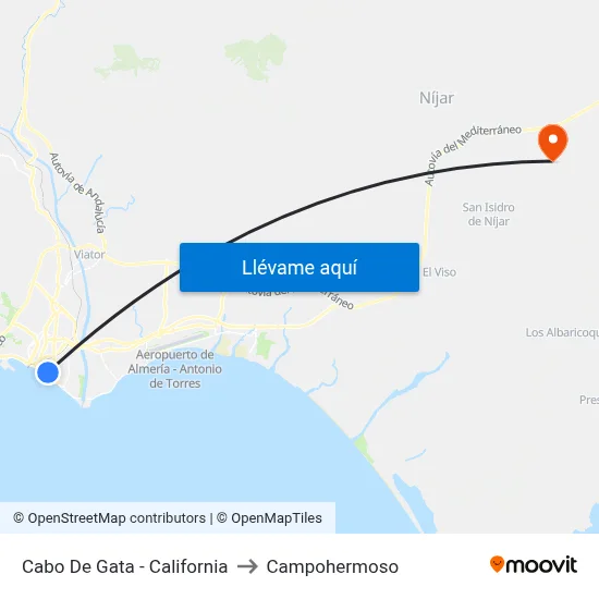 Cabo De Gata - California to Campohermoso map
