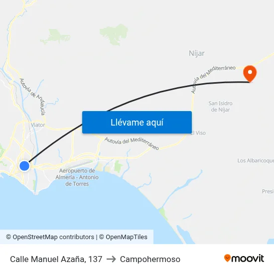 Calle Manuel Azaña, 137 to Campohermoso map