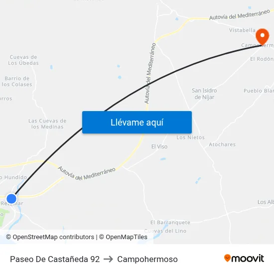 Paseo De Castañeda 92 to Campohermoso map