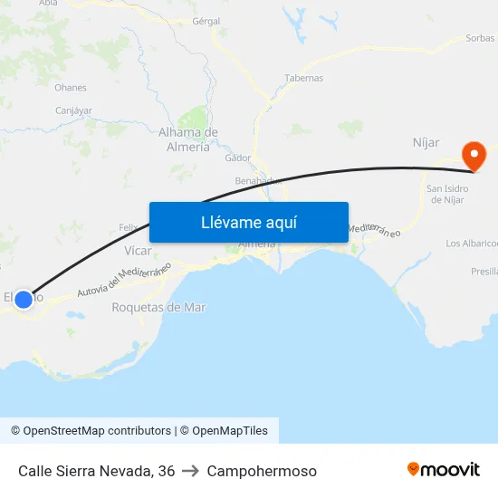 Calle Sierra Nevada, 36 to Campohermoso map