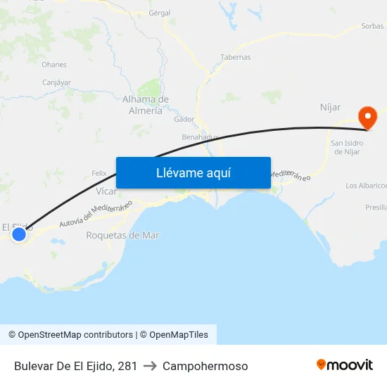 Bulevar De El Ejido, 281 to Campohermoso map