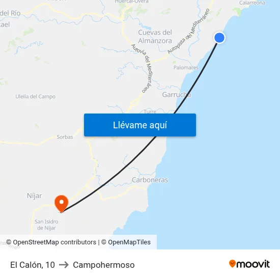 El Calón, 10 to Campohermoso map