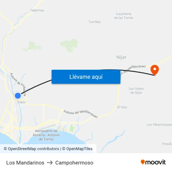 Los Mandarinos to Campohermoso map