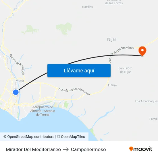 Mirador Del Mediterráneo to Campohermoso map