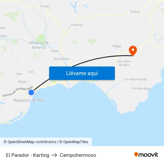 El Parador - Karting to Campohermoso map