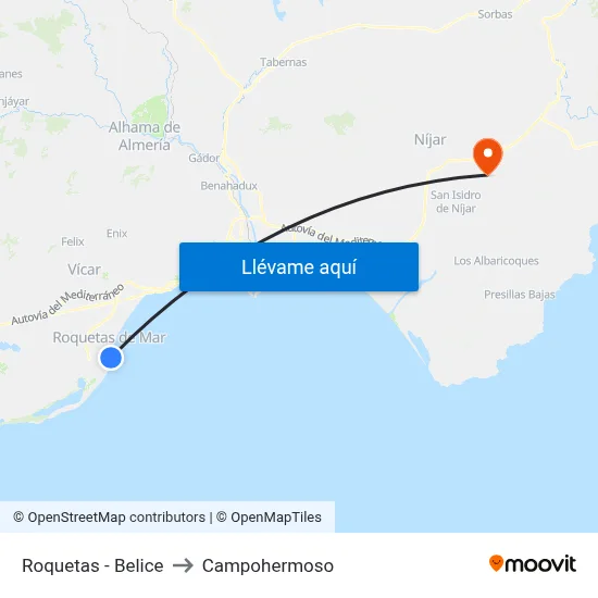 Roquetas - Belice to Campohermoso map