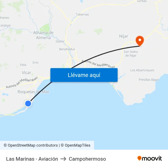 Las Marinas - Aviación to Campohermoso map