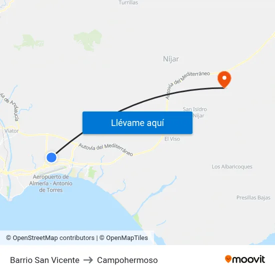 Barrio San Vicente to Campohermoso map