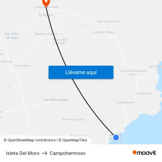 Isleta Del Moro to Campohermoso map