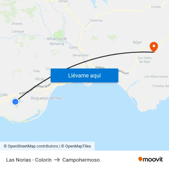 Las Norias - Colorín to Campohermoso map