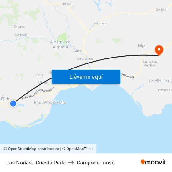 Las Norias - Cuesta Perla to Campohermoso map