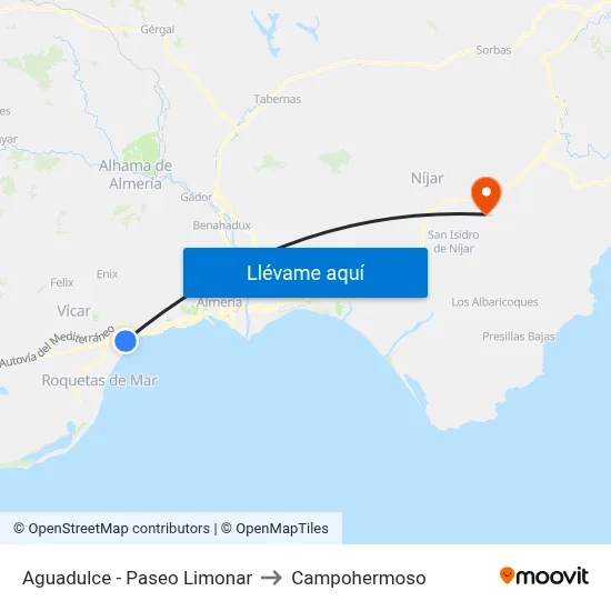 Aguadulce - Paseo Limonar to Campohermoso map