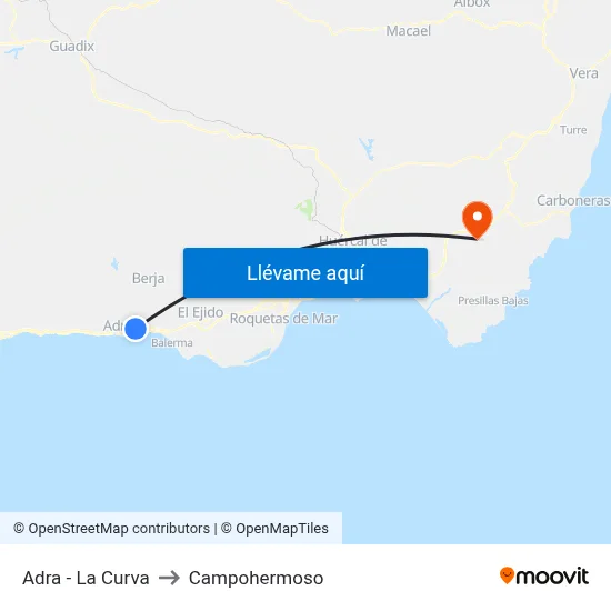 Adra - La Curva to Campohermoso map