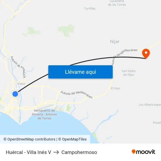 Huércal - Villa Inés V to Campohermoso map