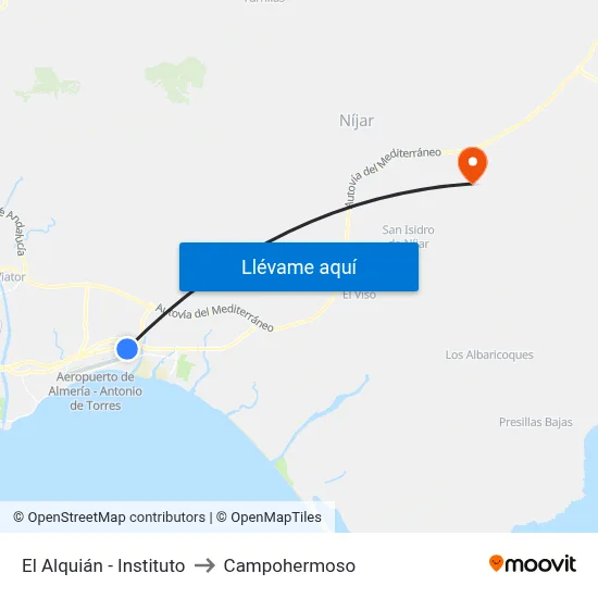 El Alquián - Instituto to Campohermoso map