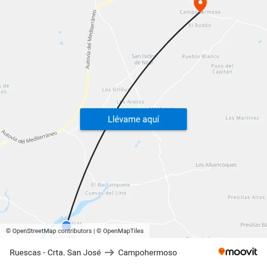 Ruescas - Crta. San José to Campohermoso map
