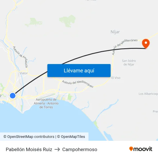 Pabellón Moisés Ruiz to Campohermoso map