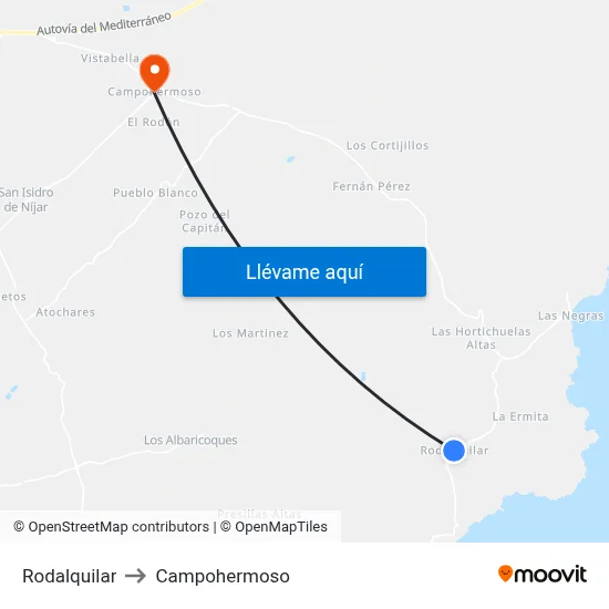 Rodalquilar to Campohermoso map