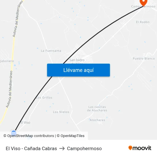 El Viso - Cañada Cabras to Campohermoso map