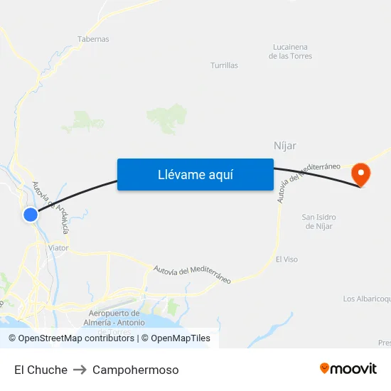 El Chuche to Campohermoso map