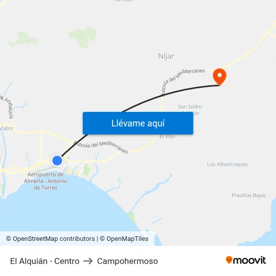 El Alquián - Centro to Campohermoso map