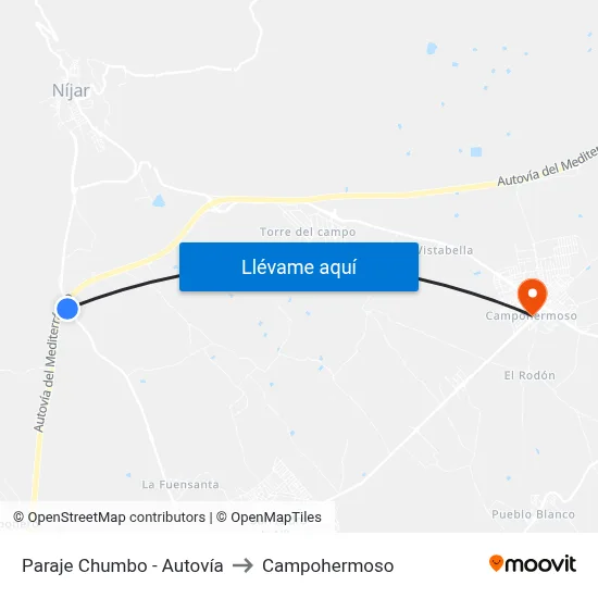 Paraje Chumbo - Autovía to Campohermoso map