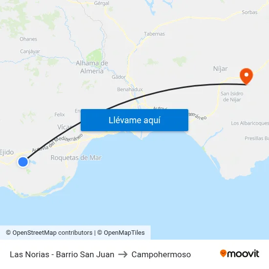 Las Norias - Barrio San Juan to Campohermoso map