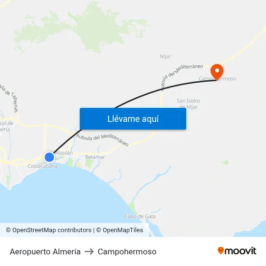 Aeropuerto Almeria to Campohermoso map