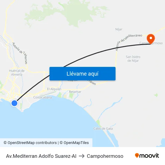 Av.Mediterran Adolfo Suarez-Al to Campohermoso map