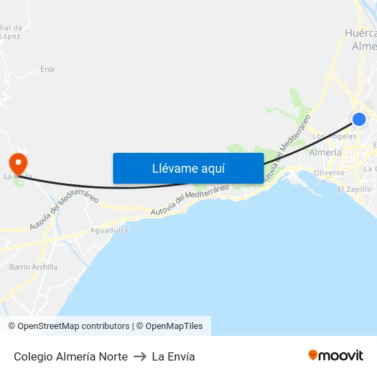 Colegio Almería Norte to La Envía map