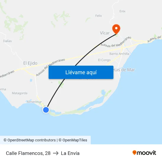 Calle Flamencos, 28 to La Envía map