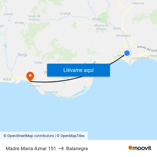 Madre María Aznar 151 to Balanegra map