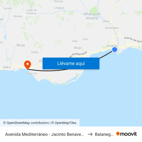 Avenida Mediterráneo - Jacinto Benavente to Balanegra map