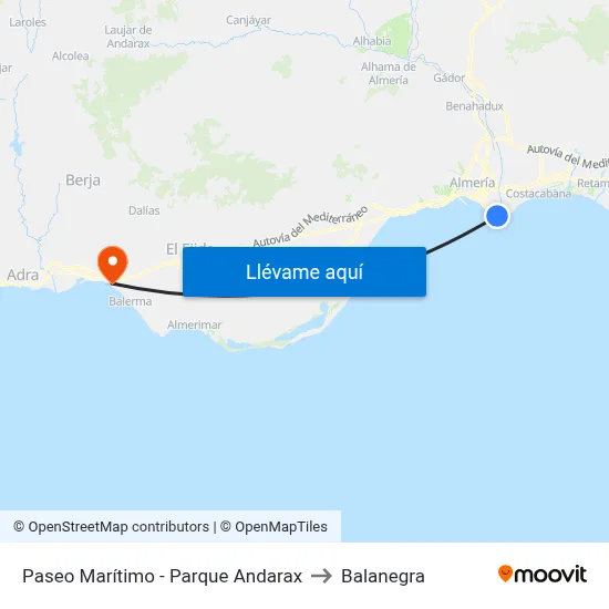 Paseo Marítimo - Parque Andarax to Balanegra map