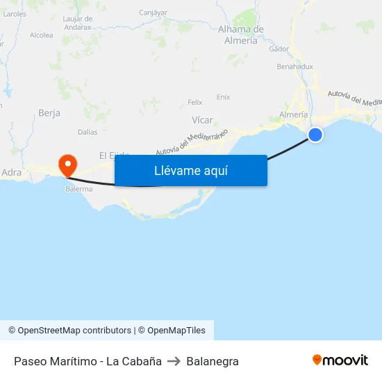 Paseo Marítimo - La Cabaña to Balanegra map