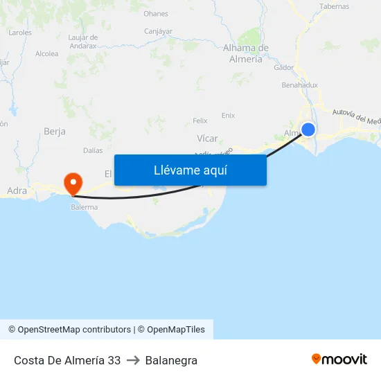 Costa De Almería 33 to Balanegra map
