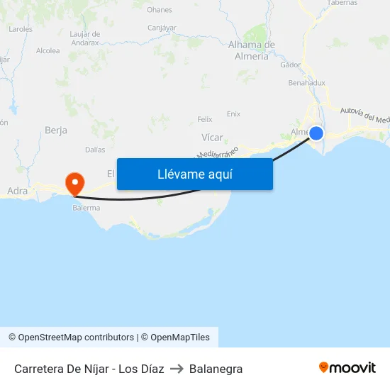 Carretera De Níjar - Los Díaz to Balanegra map