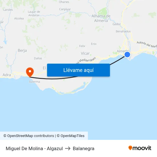Miguel De Molina - Algazul to Balanegra map