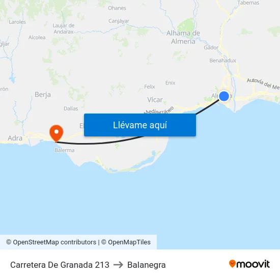 Carretera De Granada 213 to Balanegra map