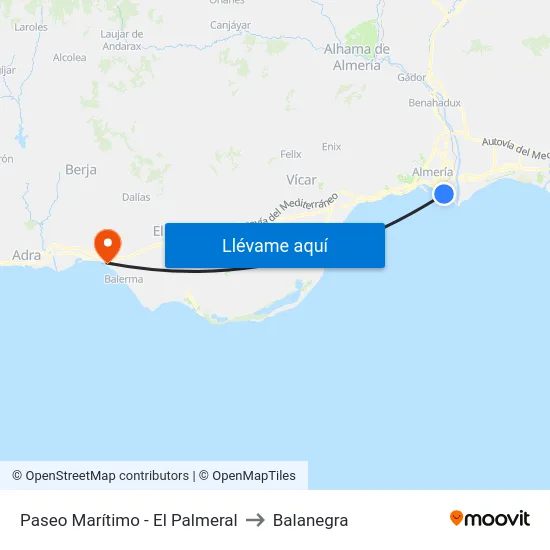 Paseo Marítimo - El Palmeral to Balanegra map
