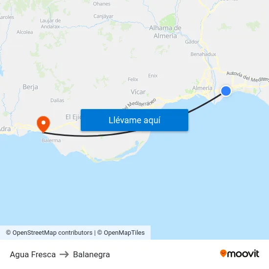 Agua Fresca to Balanegra map