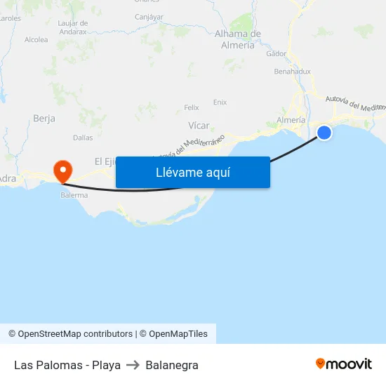 Las Palomas - Playa to Balanegra map