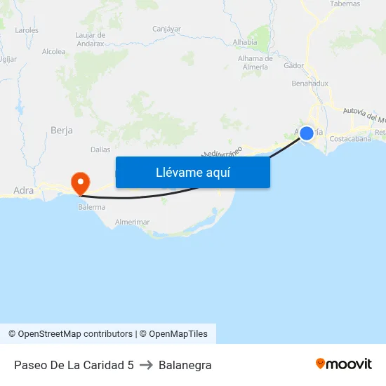 Paseo De La Caridad 5 to Balanegra map