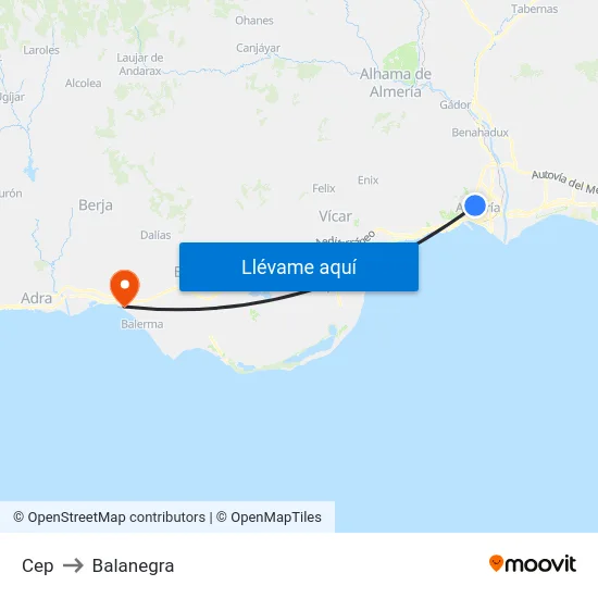 Cep to Balanegra map