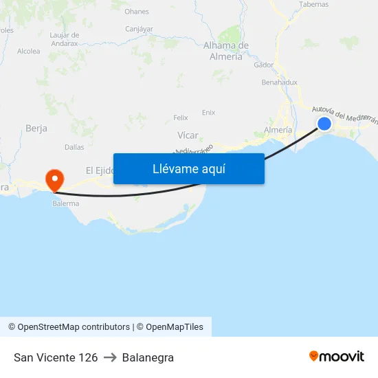 San Vicente 126 to Balanegra map