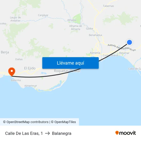Calle De Las Eras, 1 to Balanegra map