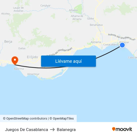 Juegos De Casablanca to Balanegra map