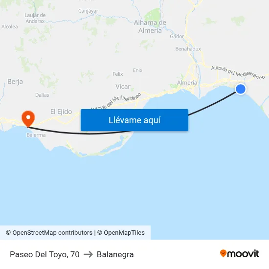 Paseo Del Toyo, 70 to Balanegra map